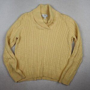 STUDIO WORKS - WOMEN'S YELLOW CABLE-KNIT LONG SLEEVE PULLOVER SWEATER - SIZE PM